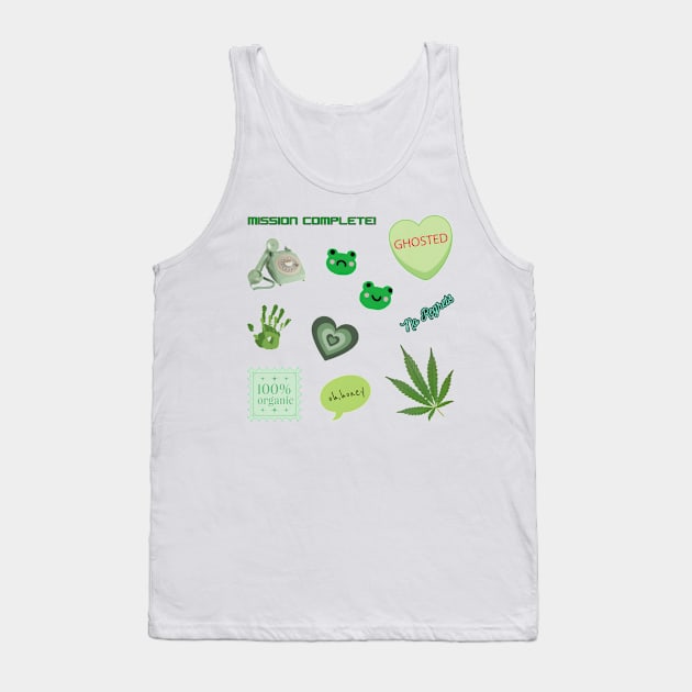 organic ghosted honey frog green pack sticker Tank Top by FRH Design